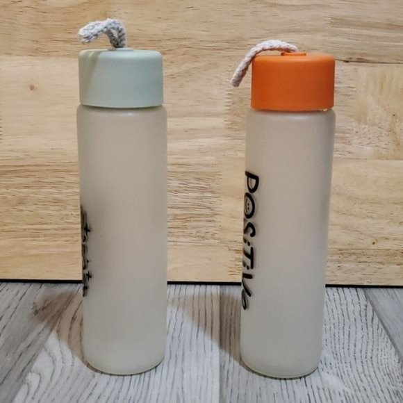 2 Glass Motivational Water Drink Bottle Container 12 oz - Picture 4 of 9